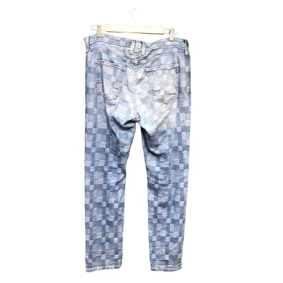 Current Elliott Jeans Checkered Faux Patchwork Denim Fling Boyfriend Loose 29 - Picture 2 of 8